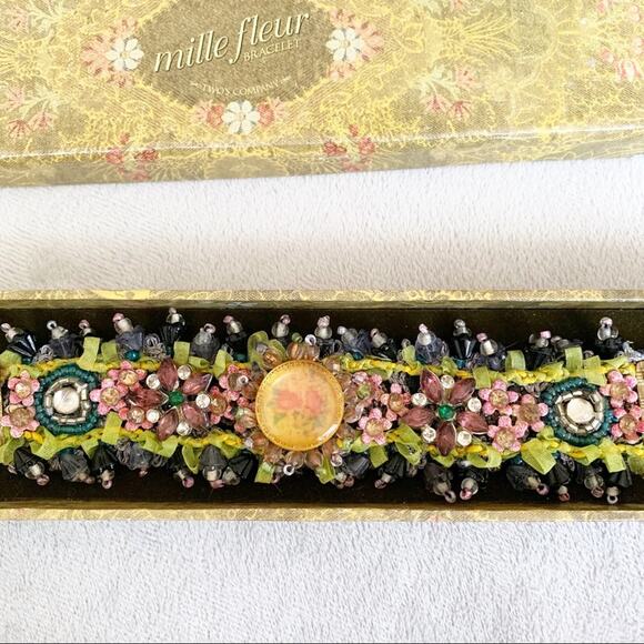 Mille Fleur Vintage Victorian Floral Multi Crystal Stone Bracelet - Picture 4 of 7